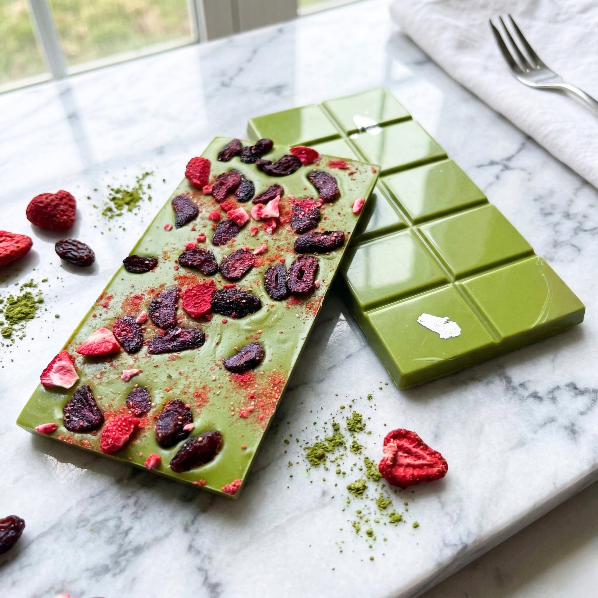 Matcha Strawberry Chocolate Bars Strawberry Matcha chocolate bars
